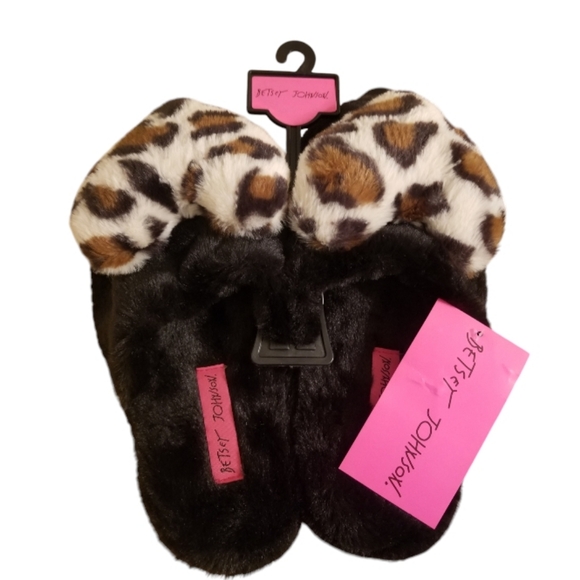 NWT Betsey Johnson Leopard Heart Slippers - Picture 2 of 6